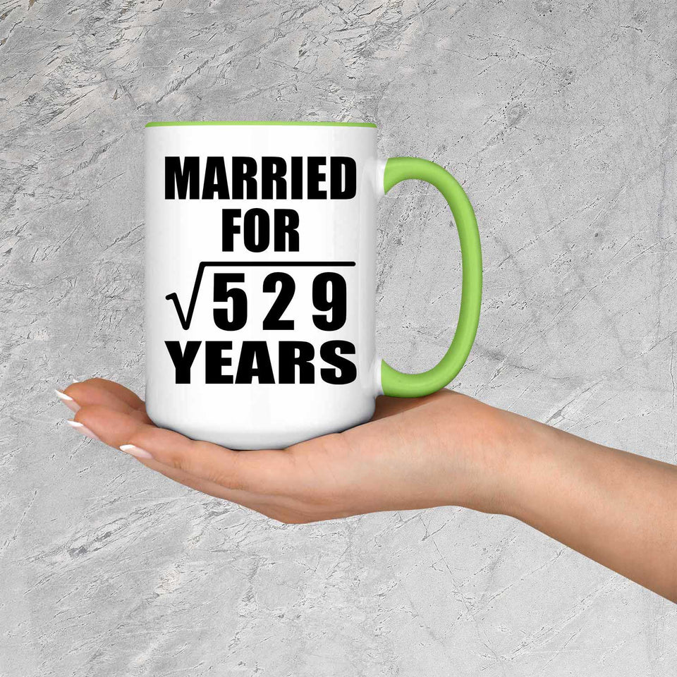 23rd Anniversary Married For Square Root of 529 Years - 15oz Accent Mug Green