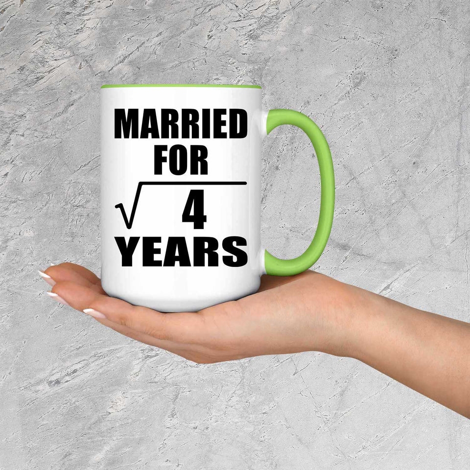 2nd Anniversary Married For Square Root of 4 Years - 15oz Accent Mug Green