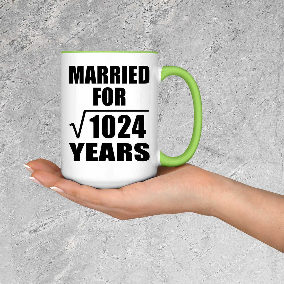 32nd Anniversary Married For Square Root of 1024 Years - 15oz Accent Mug Green