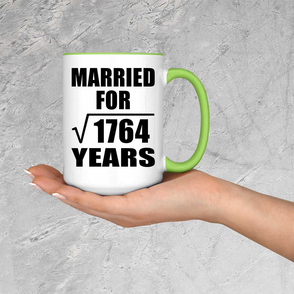 42nd Anniversary Married For Square Root of 1764 Years - 15oz Accent Mug Green