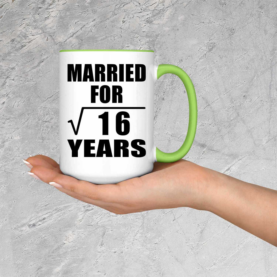4th Anniversary Married For Square Root of 16 Years - 15oz Accent Mug Green