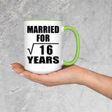 4th Anniversary Married For Square Root of 16 Years - 15oz Accent Mug Green