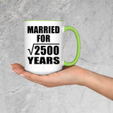 50th Anniversary Married For Square Root of 2500 Years - 15oz Accent Mug Green