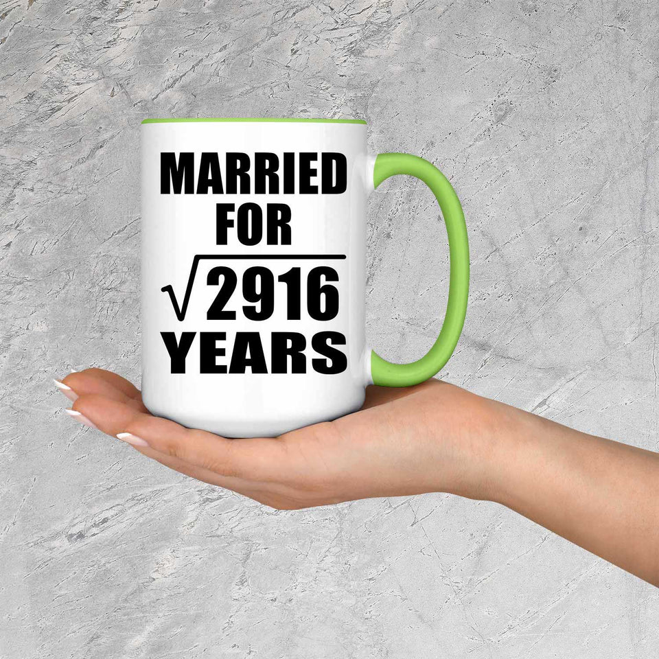 54th Anniversary Married For Square Root of 2916 Years - 15oz Accent Mug Green