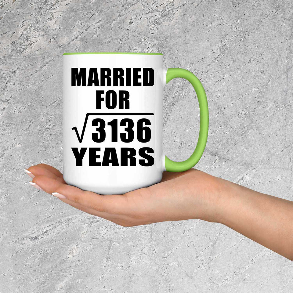 56th Anniversary Married For Square Root of 3136 Years - 15oz Accent Mug Green