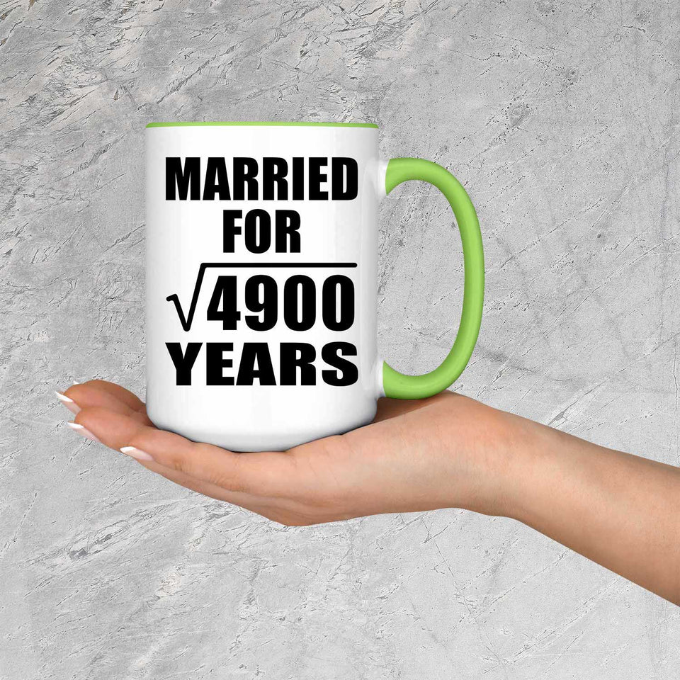 70th Anniversary Married For Square Root of 4900 Years - 15oz Accent Mug Green
