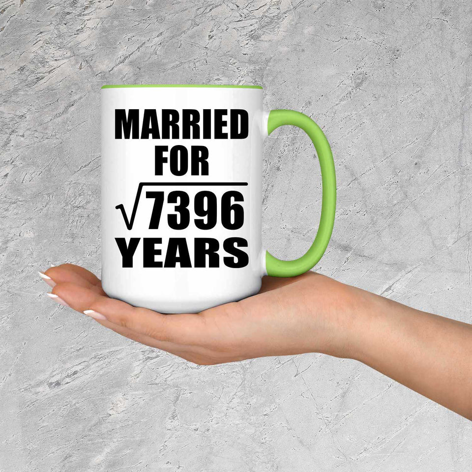 86th Anniversary Married For Square Root of 7396 Years - 15oz Accent Mug Green