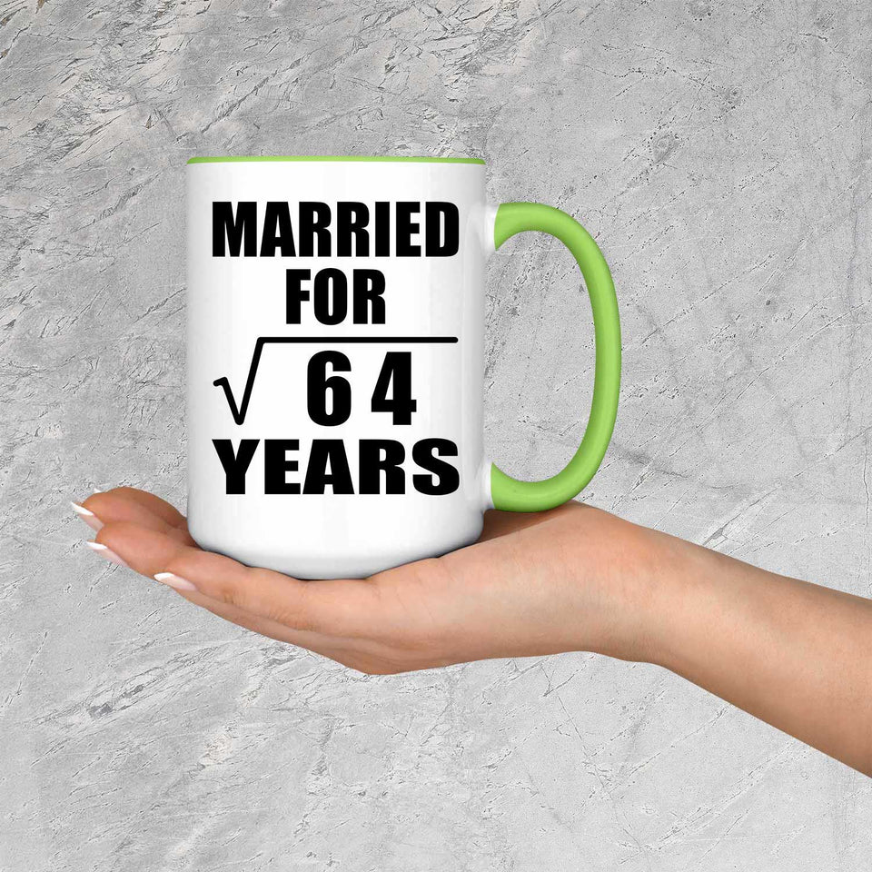 8th Anniversary Married For Square Root of 64 Years - 15oz Accent Mug Green