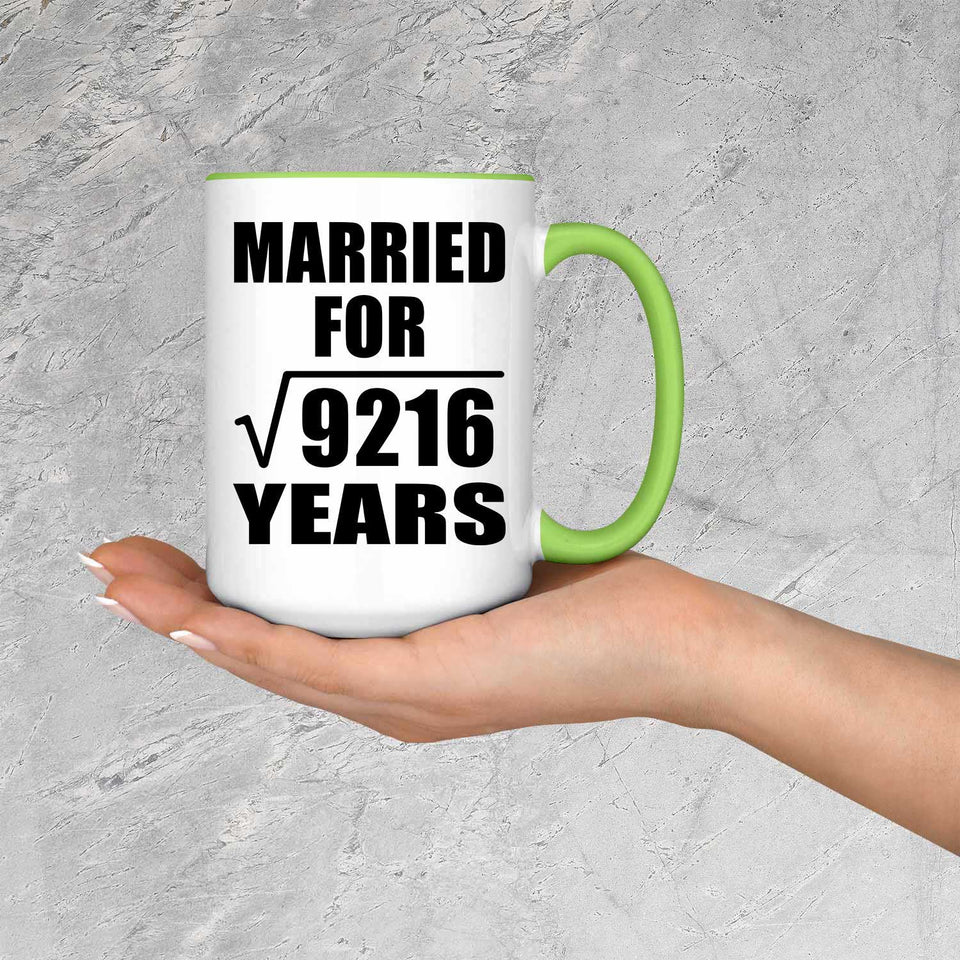 96th Anniversary Married For Square Root of 9216 Years - 15oz Accent Mug Green