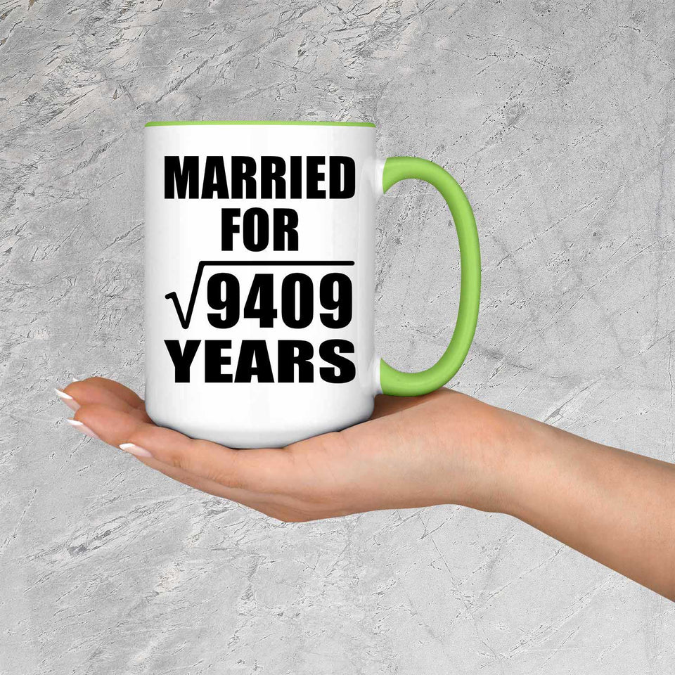 97th Anniversary Married For Square Root of 9409 Years - 15oz Accent Mug Green