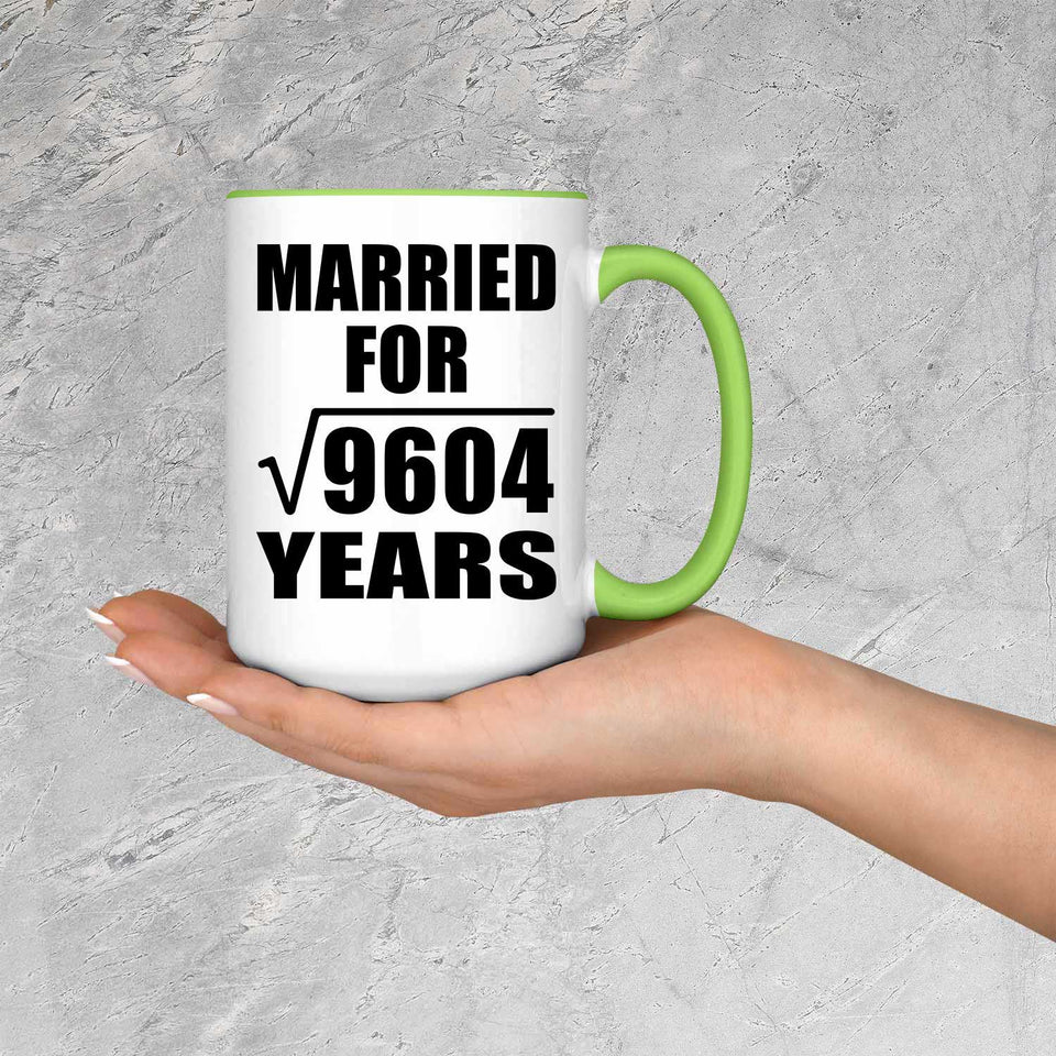 98th Anniversary Married For Square Root of 9604 Years - 15oz Accent Mug Green