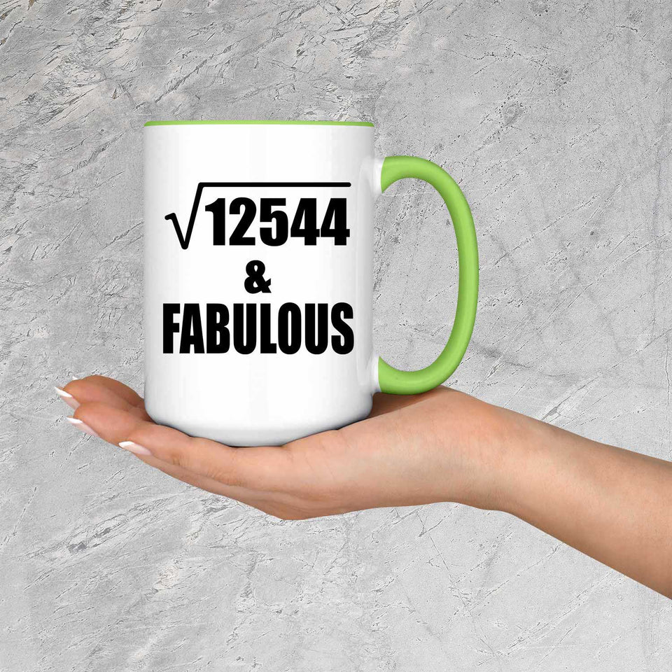 112th Birthday Square Root of 12544 & Fabulous - 15oz Accent Mug Green