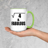2nd Birthday Square Root of 4 & Fabulous - 15oz Accent Mug Green