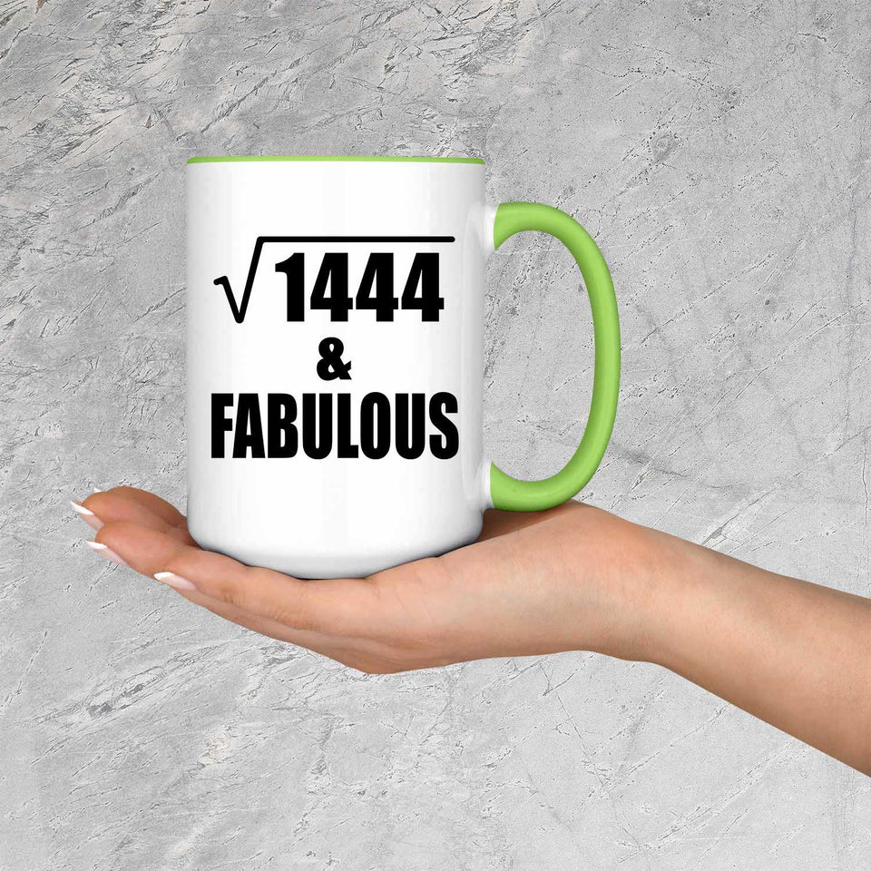38th Birthday Square Root of 1444 & Fabulous - 15oz Accent Mug Green