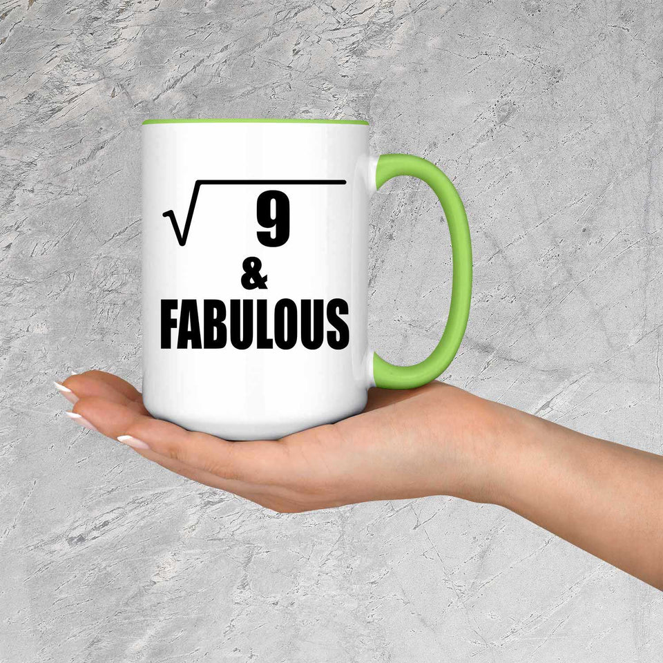 3rd Birthday Square Root of 9 & Fabulous - 15oz Accent Mug Green