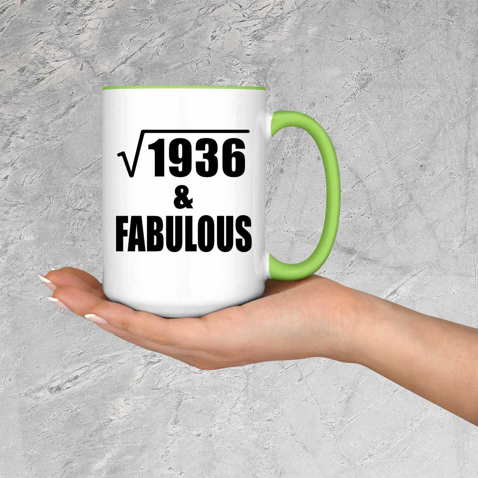 44th Birthday Square Root of 1936 & Fabulous - 15oz Accent Mug Green