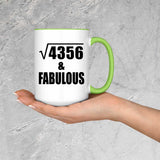 66th Birthday Square Root of 4356 & Fabulous - 15oz Accent Mug Green