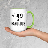 7th Birthday Square Root of 49 & Fabulous - 15oz Accent Mug Green
