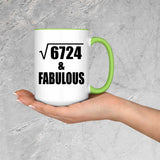 82nd Birthday Square Root of 6724 & Fabulous - 15oz Accent Mug Green