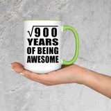 30th Birthday Square Root of 900 Years of Being Awesome - 15oz Accent Mug Green