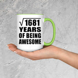 41st Birthday Square Root of 1681 Years of Being Awesome - 15oz Accent Mug Green