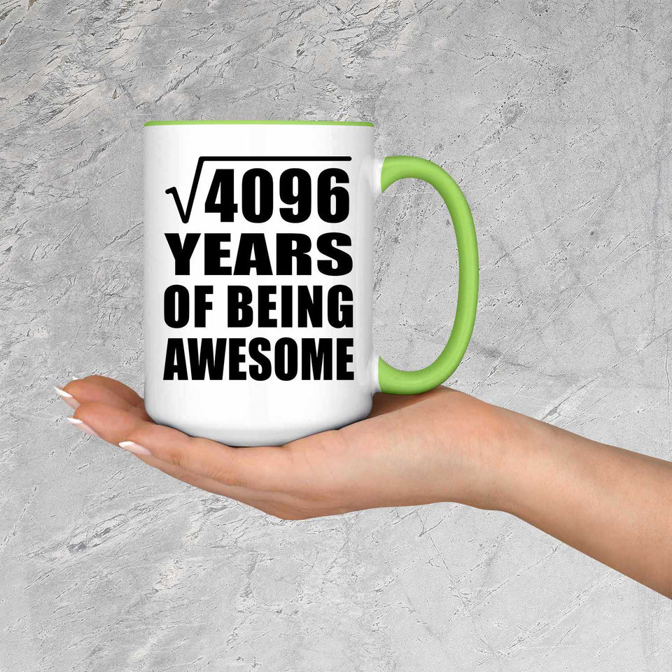 64th Birthday Square Root of 4096 Years of Being Awesome - 15oz Accent Mug Green