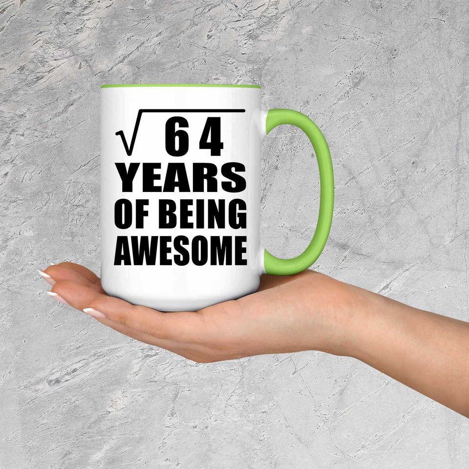 8th Birthday Square Root of 64 Years of Being Awesome - 15oz Accent Mug Green