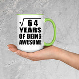 8th Birthday Square Root of 64 Years of Being Awesome - 15oz Accent Mug Green