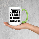 95th Birthday Square Root of 9025 Years of Being Awesome - 15oz Accent Mug Green