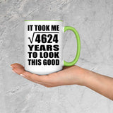 68th Birthday Took Square Root of 4624 Years To Look Good - 15oz Accent Mug Green