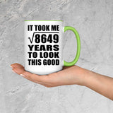 93rd Birthday Took Square Root of 8649 Years To Look Good - 15oz Accent Mug Green