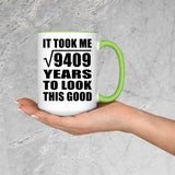 97th Birthday Took Square Root of 9409 Years To Look Good - 15oz Accent Mug Green