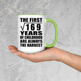 13th Birthday Square Root of 169 Years of Childhood - 15oz Accent Mug Green