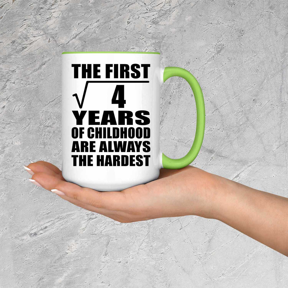 2nd Birthday Square Root of 4 Years of Childhood - 15oz Accent Mug Green