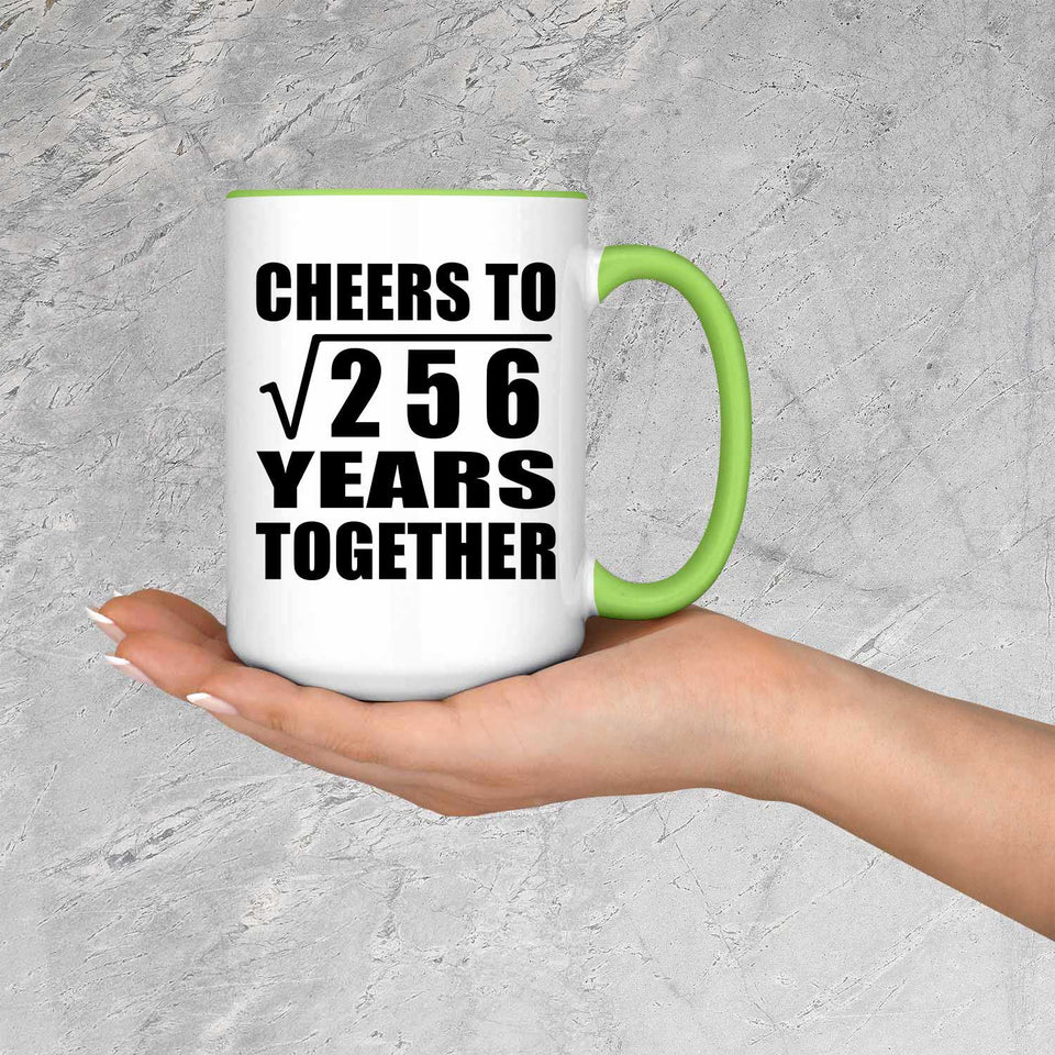 16th Anniversary Cheers To Square Root of 256 Years Together - 15oz Accent Mug Green