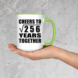 16th Anniversary Cheers To Square Root of 256 Years Together - 15oz Accent Mug Green