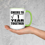 1st Anniversary Cheers To  Square Root of 1 Year Together - 15oz Accent Mug Green