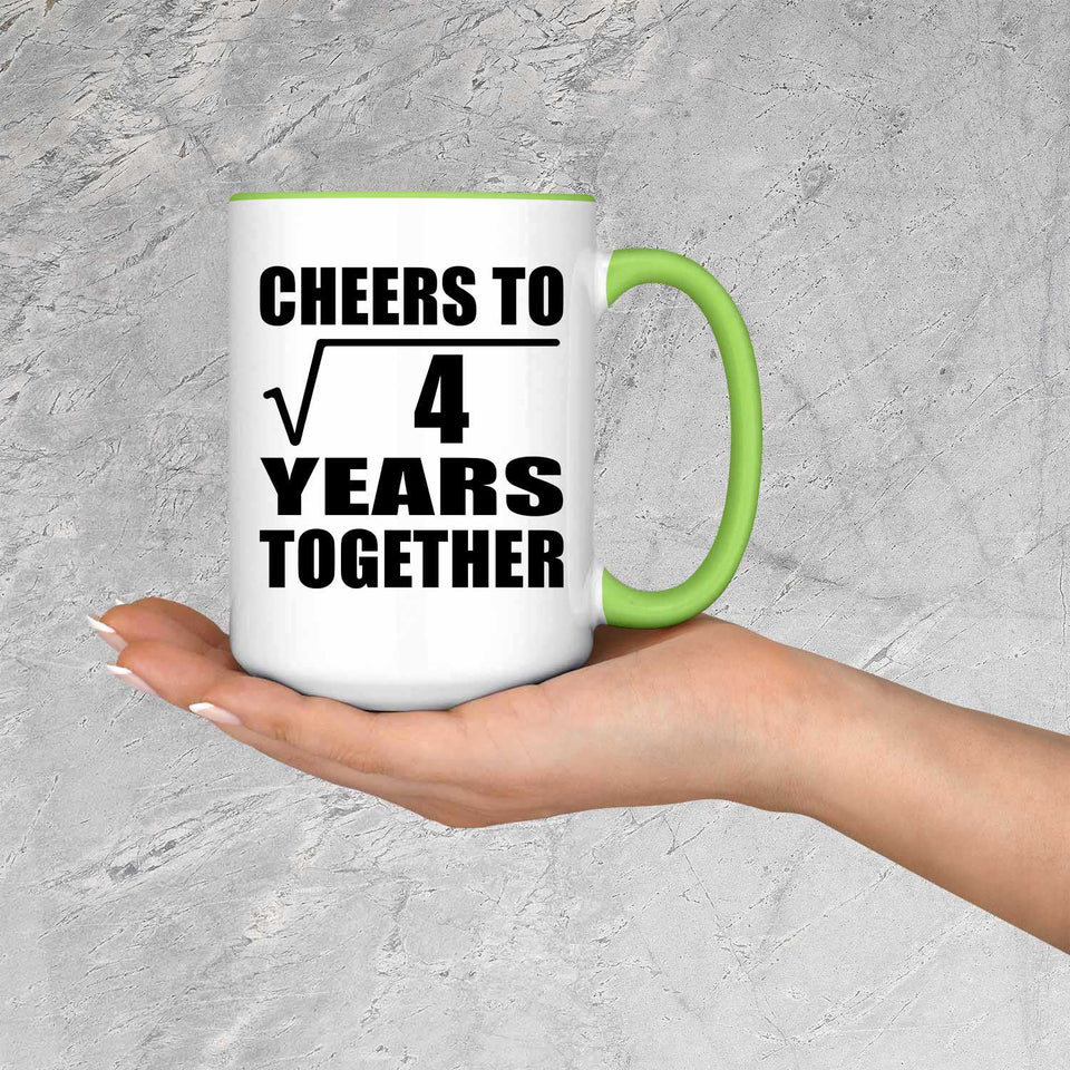 2nd Anniversary Cheers To Square Root of 4 Years Together - 15oz Accent Mug Green
