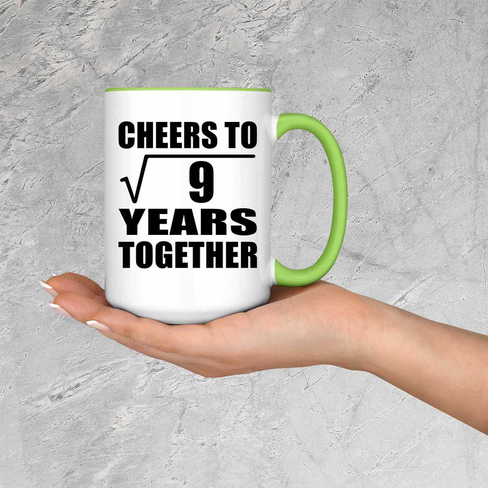 3rd Anniversary Cheers To Square Root of 9 Years Together - 15oz Accent Mug Green