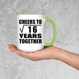4th Anniversary Cheers To Square Root of 16 Years Together - 15oz Accent Mug Green