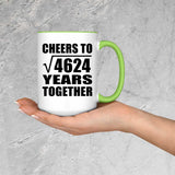 68th Anniversary Cheers To Square Root of 4624 Years Together - 15oz Accent Mug Green