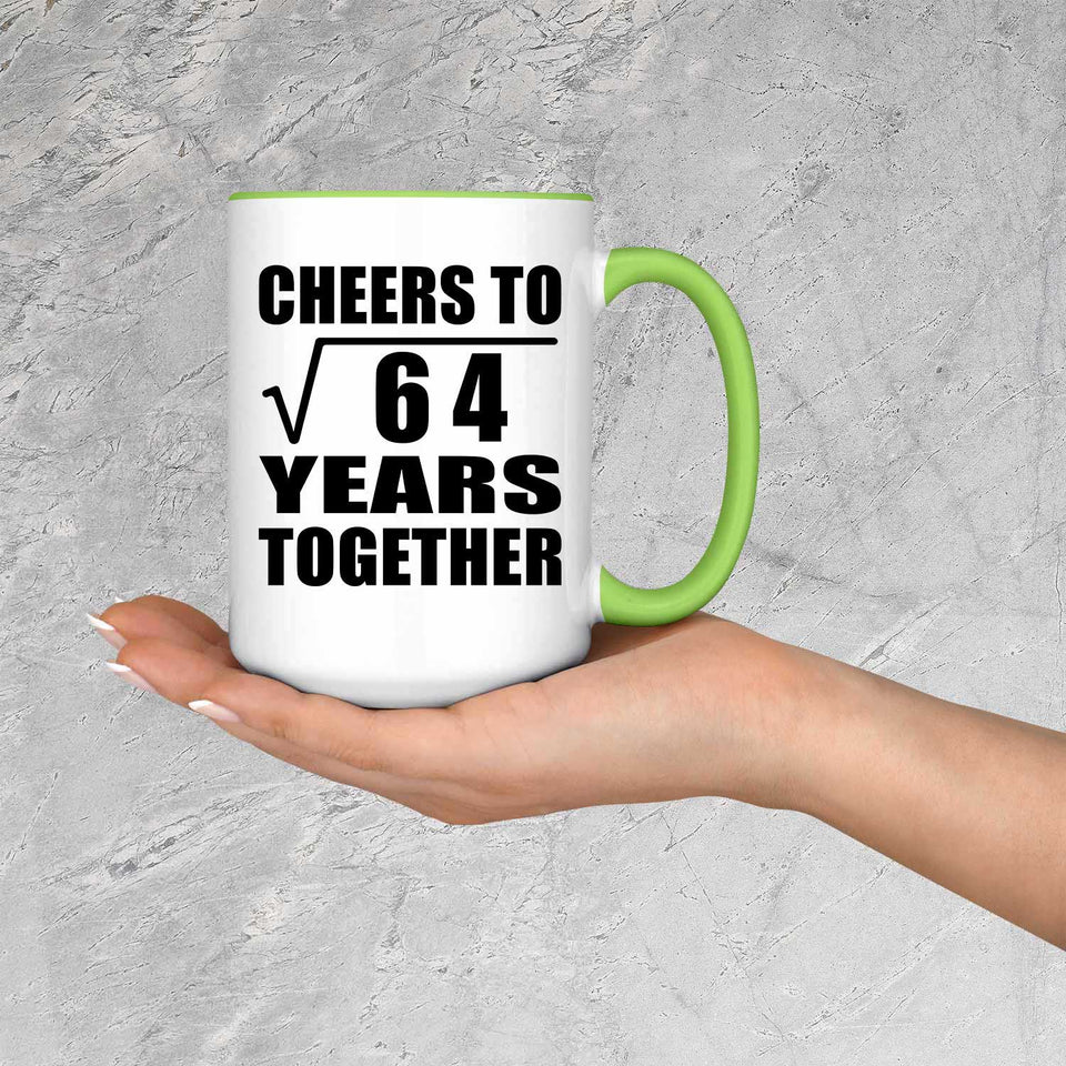 8th Anniversary Cheers To Square Root of 64 Years Together - 15oz Accent Mug Green