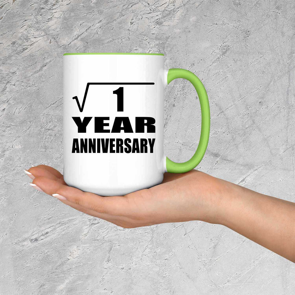 1st Anniversary Square Root of 1 Year Anniversary - 15oz Accent Mug Green
