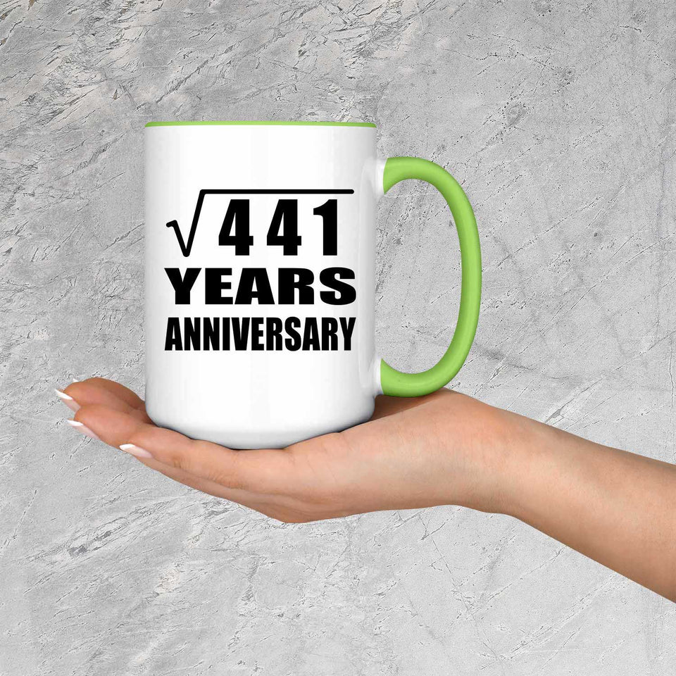21st Anniversary Square Root of 441 Years Anniversary - 15oz Accent Mug Green