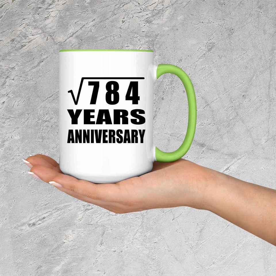 28th Anniversary Square Root of 784 Years Anniversary - 15oz Accent Mug Green
