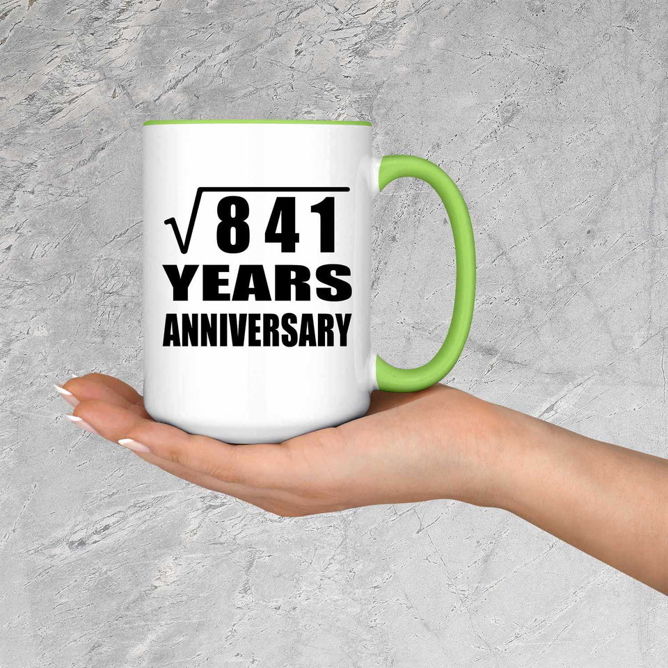 29th Anniversary Square Root of 841 Years Anniversary - 15oz Accent Mug Green