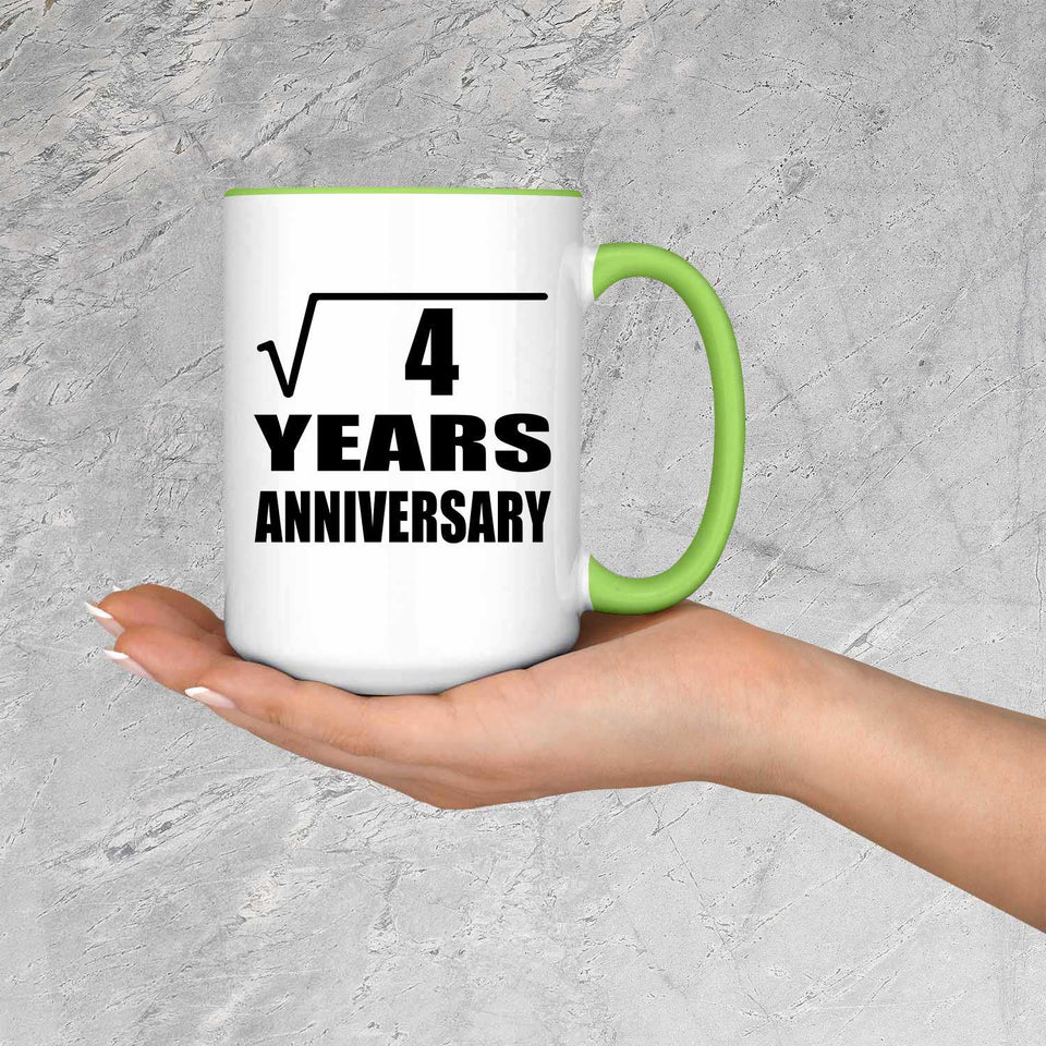 2nd Anniversary Square Root of 4 Years Anniversary - 15oz Accent Mug Green