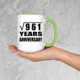 31st Anniversary Square Root of 961 Years Anniversary - 15oz Accent Mug Green