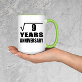 3rd Anniversary Square Root of 9 Years Anniversary - 15oz Accent Mug Green
