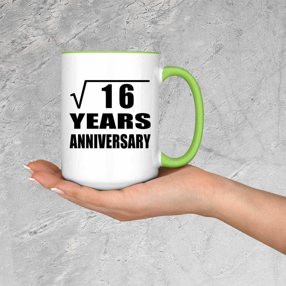 4th Anniversary Square Root of 16 Years Anniversary - 15oz Accent Mug Green